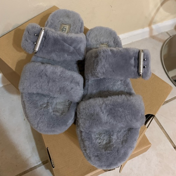 UGG Shoes - Gray Ugg Fuzzy Sandals
